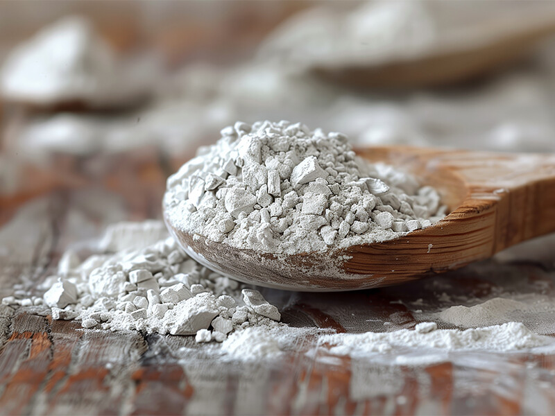 Poudre de zinc dans une cuillère en bois